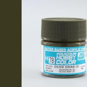 10 ml. Olive Drab (2) Aqueous Serisi Maket Boyası, Mr.Hobby H078