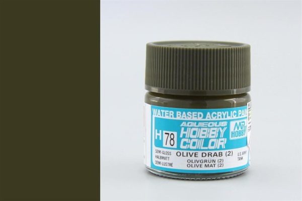 10 ml. Olive Drab (2) Aqueous Serisi Maket Boyası, Mr.Hobby H078