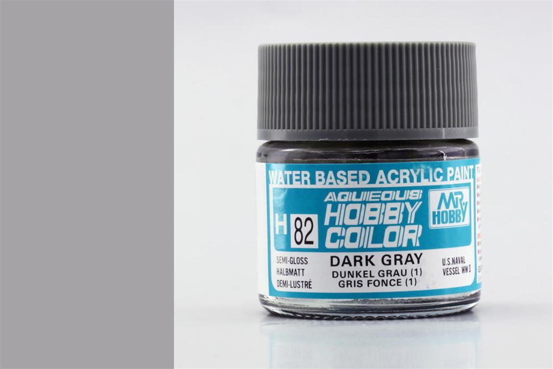 10 ml. Dark Gray (1) Aqueous Serisi Maket Boyası, Mr.Hobby H082
