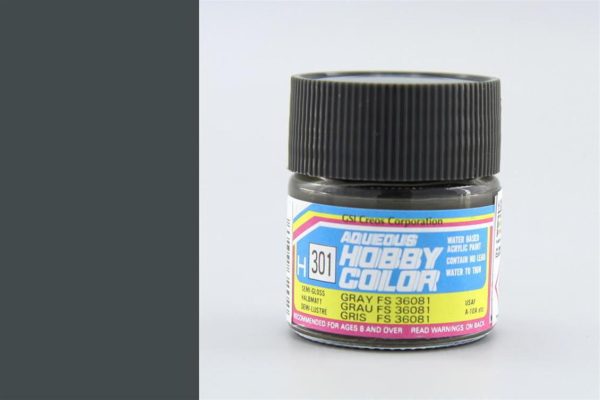 10 ml. Gray FS 36081 Aqueous Serisi Maket Boyası, Mr.Hobby H301