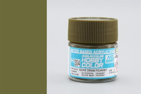 10 ml. Olive Drab FS 34067 Aqueous Serisi Maket Boyası, Mr.Hobby H304