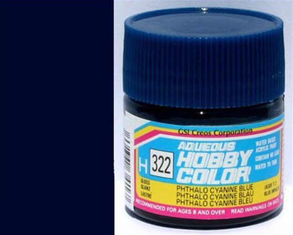 10 ml. Gloss Phtralo Cyanne Blue Aqueous Serisi Maket Boyası, Mr.Hobby H322