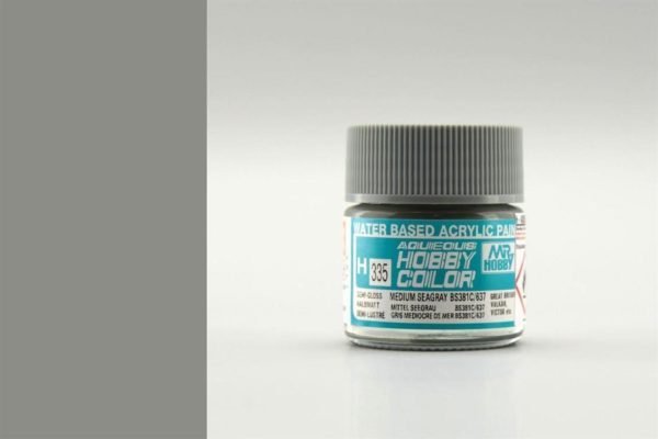 10 ml. Medium Seagray BS381C/637 Aqueous Serisi Maket Boyası, Mr.Hobby H335