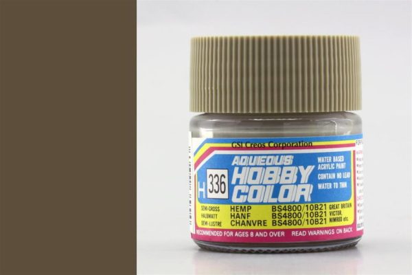 10 ml. Semi Gloss Hemp Aqueous Serisi Maket Boyası, Mr.Hobby H336