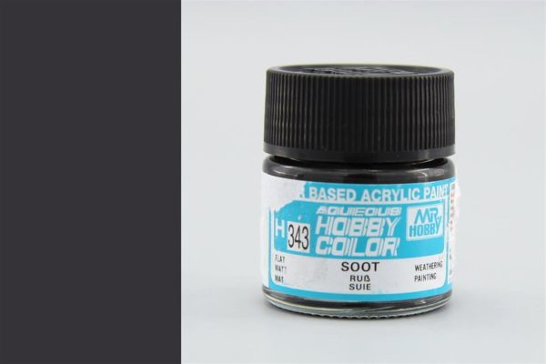 10 ml. Soot Aqueous Serisi Maket Boyası, Mr.Hobby H343