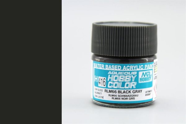 10 ml. RLM66 Black Gray Aqueous Serisi Maket Boyası, Mr.Hobby H416