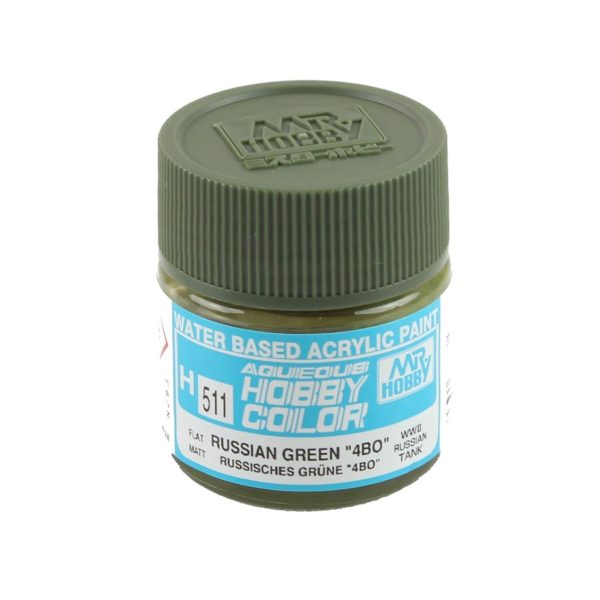 10 ml. Russian Green (4BO) Aqueous Serisi Maket Boyası, Mr.Hobby H511