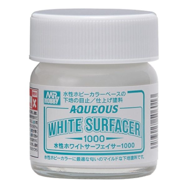 40 ml. Aqueous Serisi Surfacer 1000 Beyaz Astar Maket Boyası, Mr.Hobby HSF02