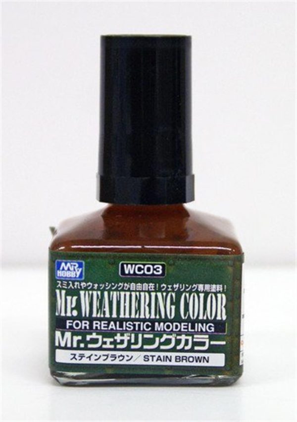 40 ml. Mr.Weathering Stain Brown Eskitme Maket Boyası, Mr.Hobby WC03