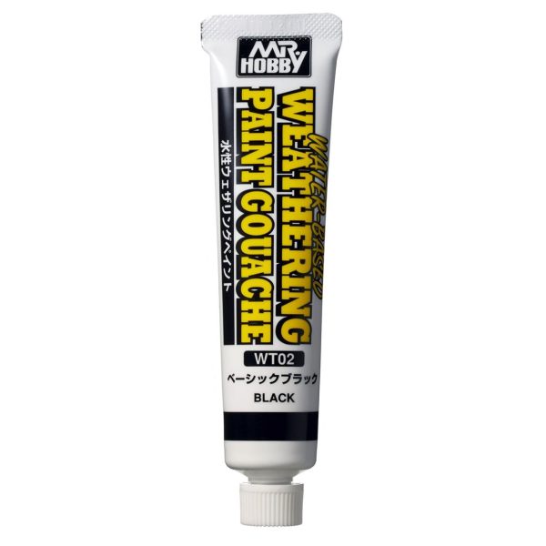 20 ml. Basic Black Su Bazlı Guaj Eskitme Boyası, Mr.Hobby WT02