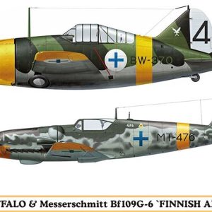 1/72 B-239 Buffalo ve Messerschmitt Bf109G-6 Finnish Air Force (Two kits in the box) Savaş UçağıHG02279