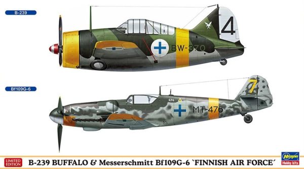 1/72 B-239 Buffalo ve Messerschmitt Bf109G-6 Finnish Air Force (Two kits in the box) Savaş UçağıHG02279