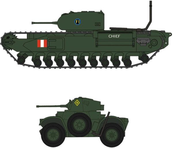 1/72 Churchill Mk.I/II ve Daimler Mk.II (Dieppe Raid) Tankları Maketi, Hasegawa 30043 - Görsel 2