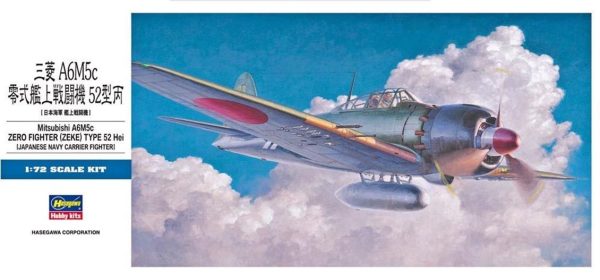1/72 Mitsubishi A6M5C Zero Fighter (Zeke) Type 52 hei Savaş Uçağı Maketi, Hasegawa 00453