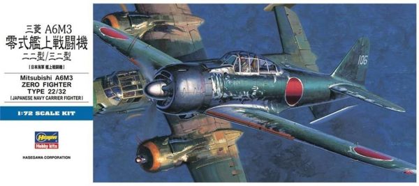 1/72 Mitsubishi A6M3 Zero Fighter Type 22/32 Savaş Uçağı Maketi, Hasegawa 01456