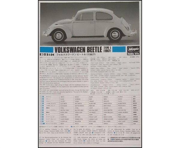 1/24 Volkswagen Beetle 1967 Araba Maketi, Hasegawa 21203 - Görsel 5