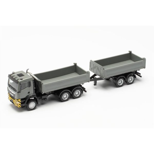 1/87 MAN TGS NN Damperli Kamyon ve Damperli Römorku Gri/Sarı, Herpa 316255 - Görsel 3