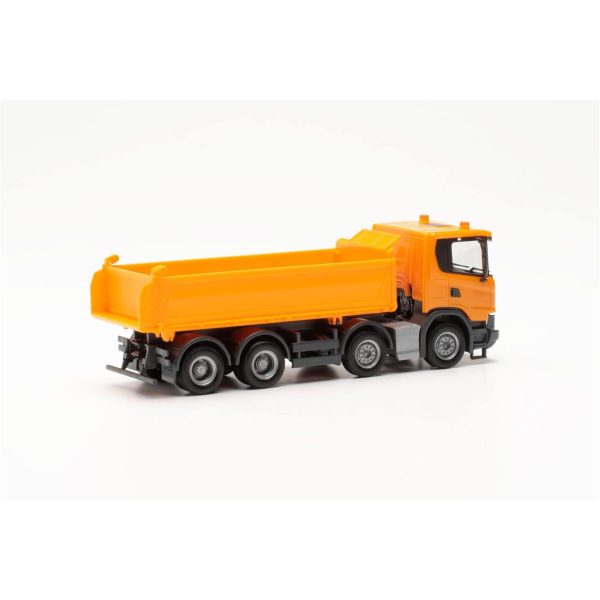 1/87 Scania XT17 Meiler Üç Yöne Damperli Kamyon Turuncu Küçük Araba Modeli, Herpa 316996 - Görsel 2