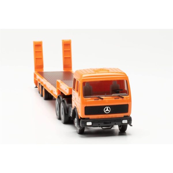1/87 Mercedes-Benz NG 80 Alçak Kasa Treyler ve Çekici (Deutrans) Turuncu Küçük Araba Modeli, Herpa 317078 - Görsel 3