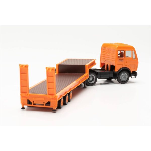 1/87 Mercedes-Benz NG 80 Alçak Kasa Treyler ve Çekici (Deutrans) Turuncu Küçük Araba Modeli, Herpa 317078 - Görsel 4