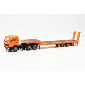 1/87 Mercedes-Benz NG 80 Alçak Kasa Treyler ve Çekici (Deutrans) Turuncu Küçük Araba Modeli, Herpa 317078