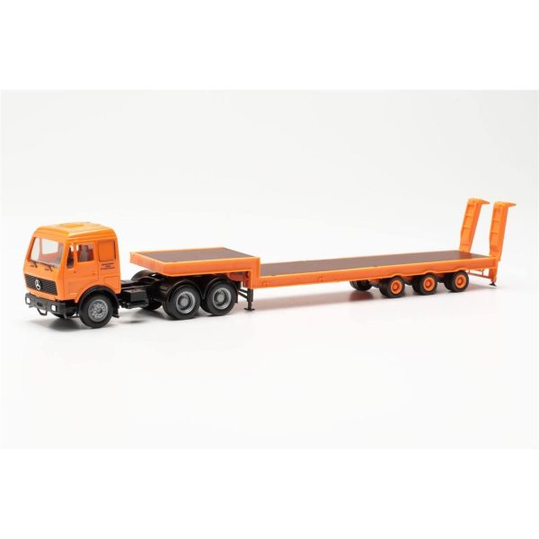 1/87 Mercedes-Benz NG 80 Alçak Kasa Treyler ve Çekici (Deutrans) Turuncu Küçük Araba Modeli, Herpa 317078