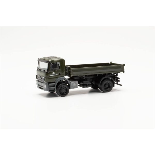 1/87 Mercedes-Benz Axor Üç yönlü Damperli Askeri Kamyon (Alman Ordusu) Küçük Araba Modeli, Herpa 746946-002