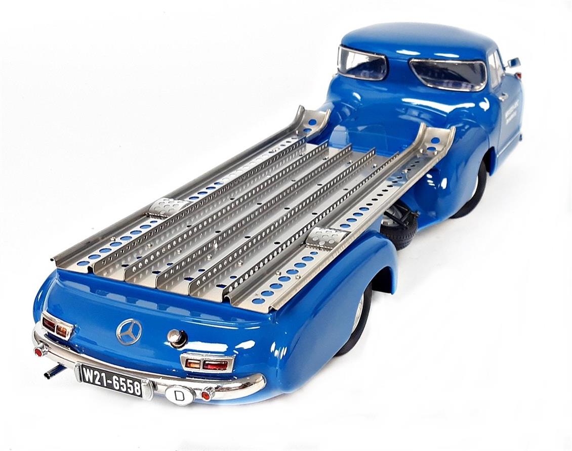 1/18 1955 Mercedes Benz Racing Car Transporter (The Blue Wonder) Mavi Diecast Araba, iScale 118006 - Görsel 2