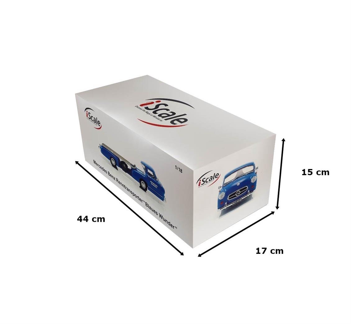 1/18 1955 Mercedes Benz Racing Car Transporter (The Blue Wonder) Mavi Diecast Araba, iScale 118006 - Görsel 4
