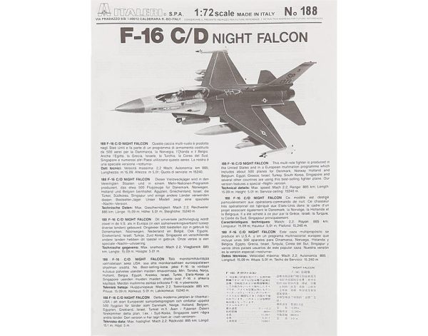 1/72 F-16C/D Night Falcon Savaş Uçağı Maketi, Italeri 0188 - Görsel 3