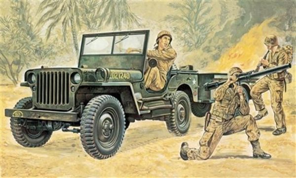 1/35 Willys MB Jeep ve Römork Maketi, Italeri 0314