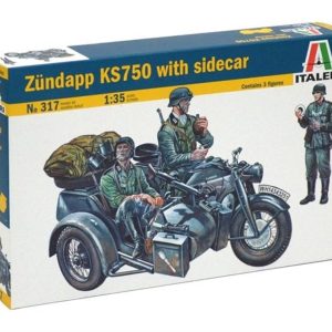 1/35 Zündapp KS750 Sepetli Askeri Motorsiklet ve Figür Maketi, Italeri 0317