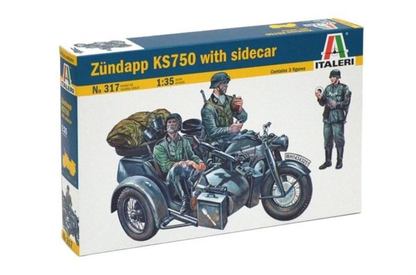 1/35 Zündapp KS750 Sepetli Askeri Motorsiklet ve Figür Maketi, Italeri 0317