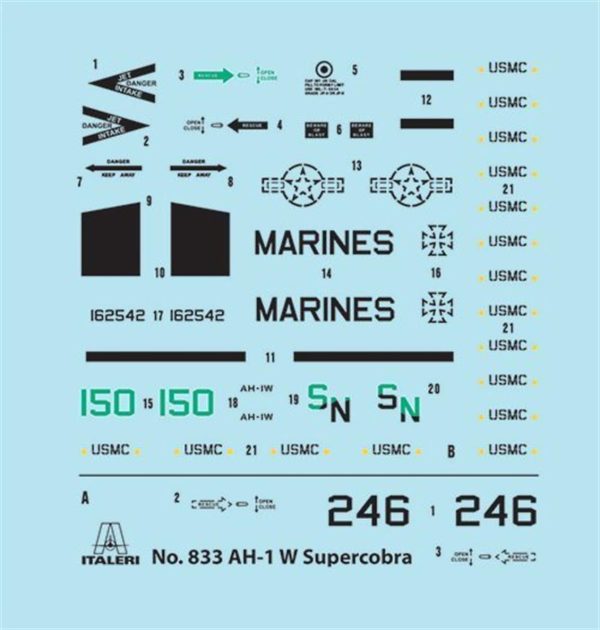 1/48 Bell AH-1W Super Cobra Askeri Helikopter Maketi, Italeri 0833 - Görsel 2