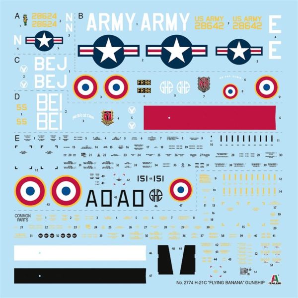 1/48 H-21C (Flying Banana) Askeri Helikopter Maketi, Italeri 2774 - Görsel 7