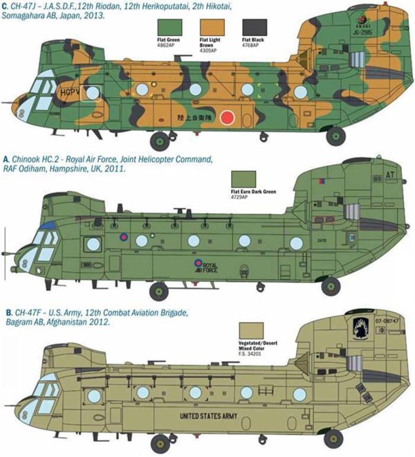 1/48 Chinook HC.2/CH-47F Askeri Helikopter Maketi, Italeri 2779 - Görsel 2
