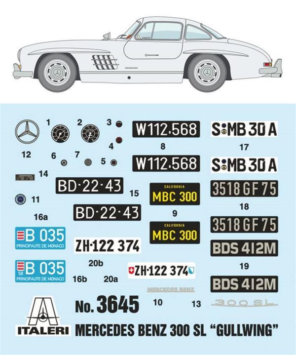 1/24 Mercedes 300 SL Gullwing Coupe Araba Maketi, Italeri 3645 - Görsel 8
