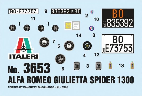 1/24 Giulietta Spider 1300 Cabrio Araba Maketi, Italeri 3653 - Görsel 6