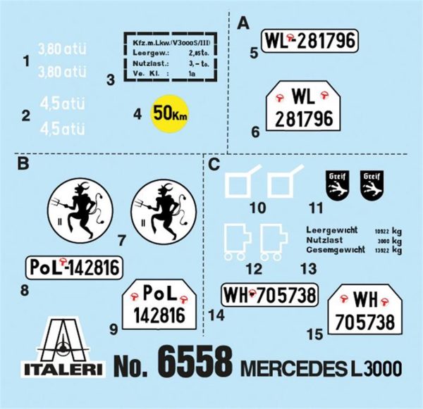 1/35 Mercedes-Benz L3000 Askeri Kamyon Maketi, Italeri 6558 - Görsel 6