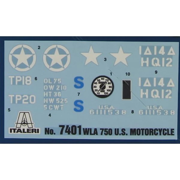 1/9 ABD Ordusu WWII WLA750 Askeri Motosiklet Maketi, Italeri 7401 - Görsel 2