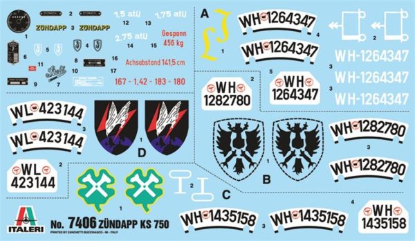 1/9 Zundapp KS 750 Sepetli Askeri Motosiklet Maketi, Italeri 7406 - Görsel 8