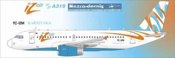 1/144 İzmir Airlines Decal-A319 Standard Sc, Nazca Decals Izm001