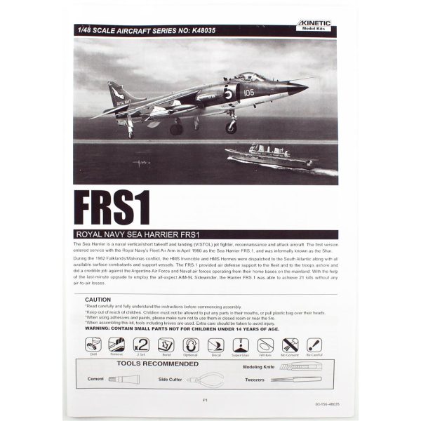 1/48 FRS.1 Royal Navy Sea Harrier Savaş Uçağı Maketi, Kinetic Model 48035 - Görsel 3