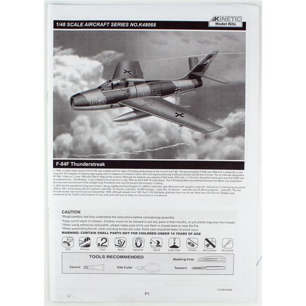 1/48 F-84F Thunderstreak (Avrupa Versiyonu) Savaş Uçağı Maketi, Kinetic K48068 - Görsel 3