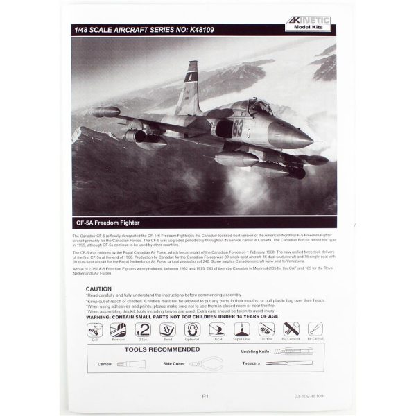 1/48 CF-5A Freedom Fighter Savaş Uçağı Maketi, Kinetic K48109 - Görsel 3