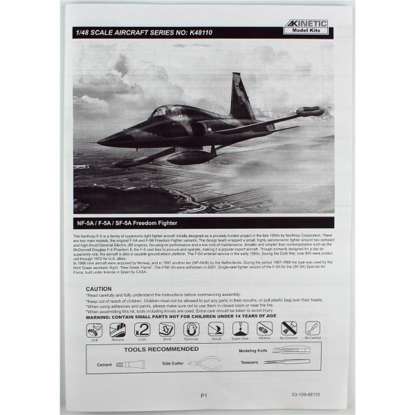 1/48 NF-5AF-5ASF-5A Freedom Fighter Savaş Uçağı Maketi, Kinetic K48110 - Görsel 3