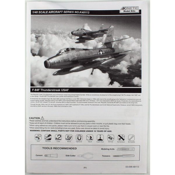 1/48 F-84F Thunderstreak USAF Savaş Uçağı Maketi, Kinetic K48113 - Görsel 3