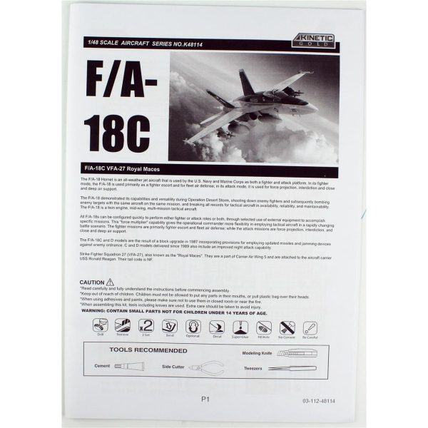 1/48 F/A-18C (VFA-27 Royal Maces) Savaş Uçağı Maketi, Kinetic K48114 - Görsel 3