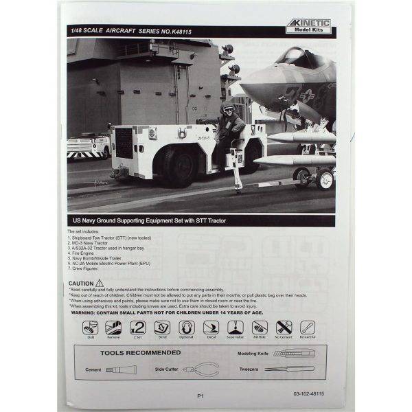 1/48 ABD Donanması STT Çekicili Yer Destek Ekipmanı Seti Maketi, Kinetic K48115 - Görsel 3