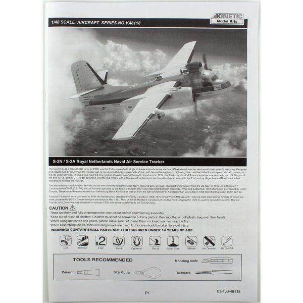 1/48 S-2NS-2A Tracker (Royal Netherlands Naval Air Service) Savaş Uçağı Maketi, Kinetic K48118 - Görsel 3